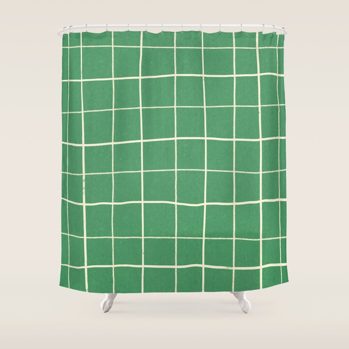 Green Check Shower Curtain Gallery Image 1