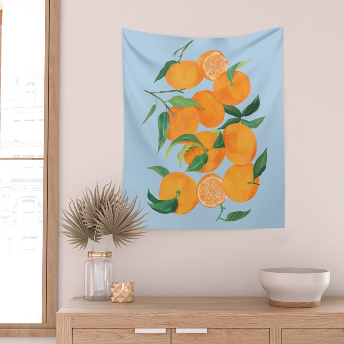 Fresh Tangerine Wall Tapestry Gallery Image 2
