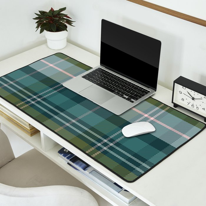 Tartan Plaid - Green, Blue and Pink Desk Mat Gallery Image 2