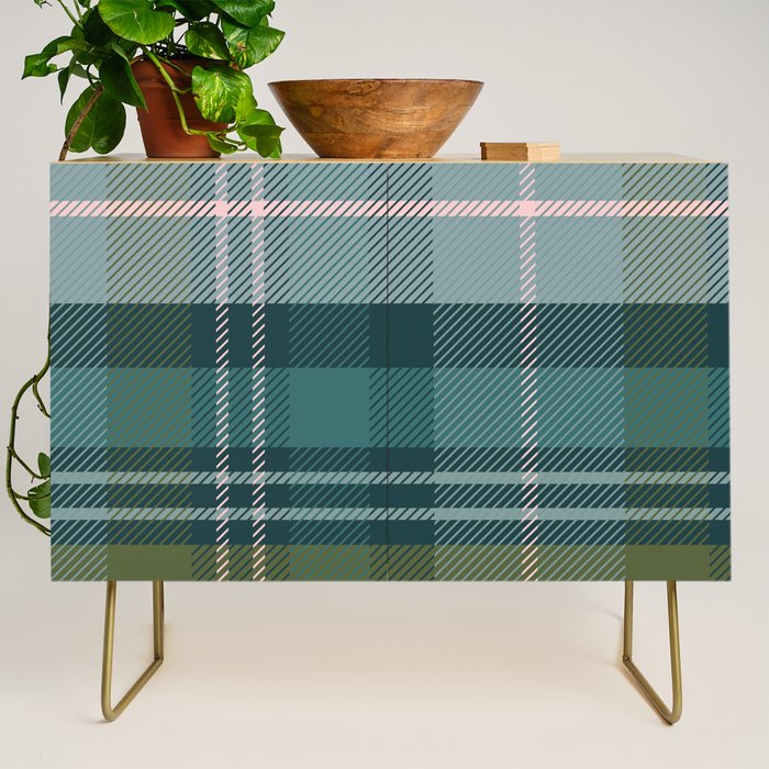 Tartan Plaid - Green, Blue and Pink Credenza Gallery Image 1