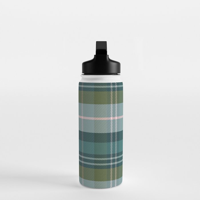 Tartan Plaid - Green, Blue and Pink Water Bottle Gallery Image 3