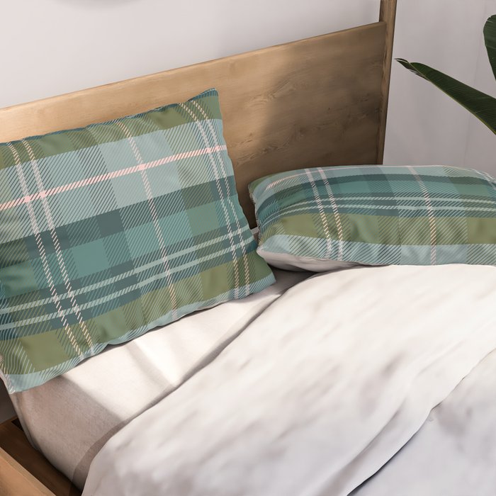 Tartan Plaid - Green, Blue and Pink Pillow Sham Gallery Image 2