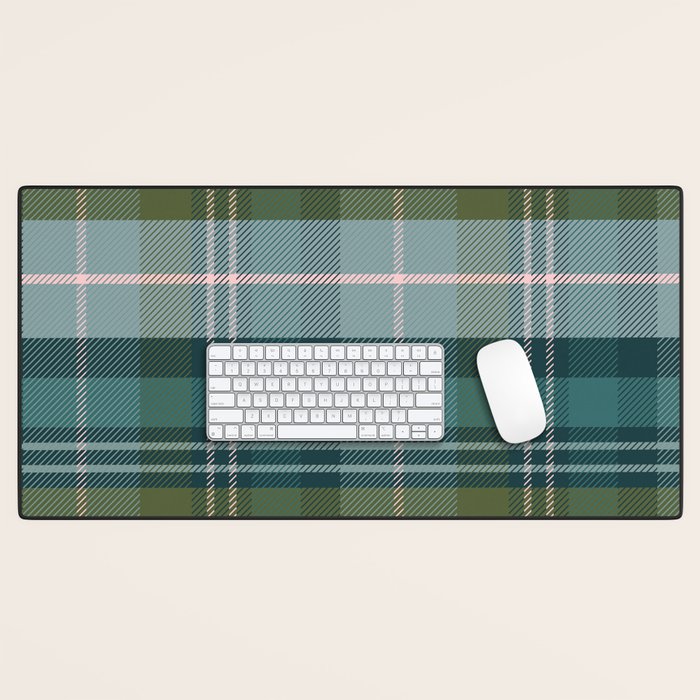 Tartan Plaid - Green, Blue and Pink Desk Mat Gallery Image 1