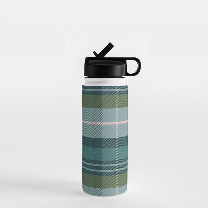 Tartan Plaid - Green, Blue and Pink Water Bottle Gallery Image 1