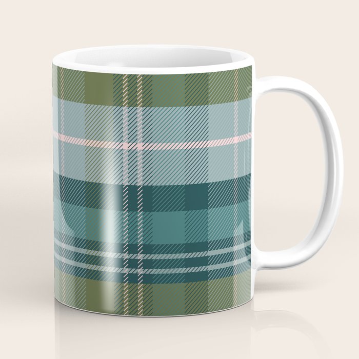 Tartan Plaid - Green, Blue and Pink Coffee Mug Gallery Image 1