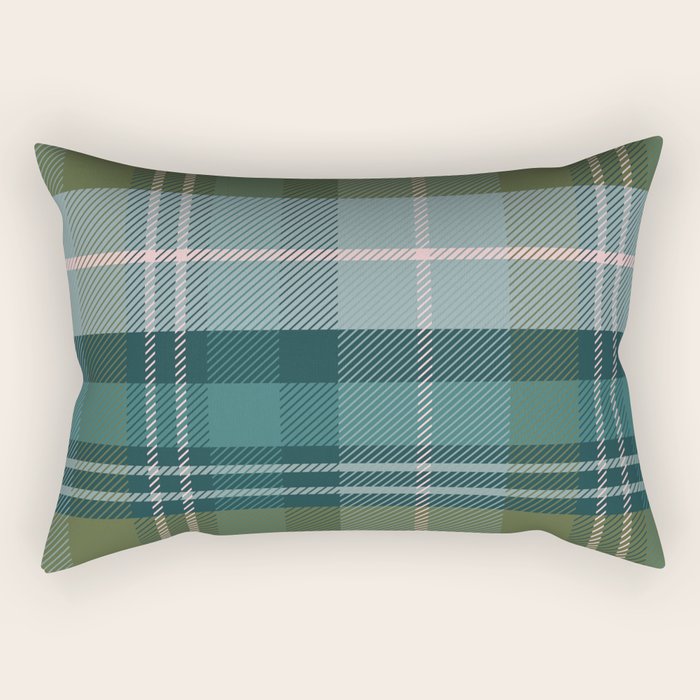 Tartan Plaid - Green, Blue and Pink Rectangular Pillow Gallery Image 1