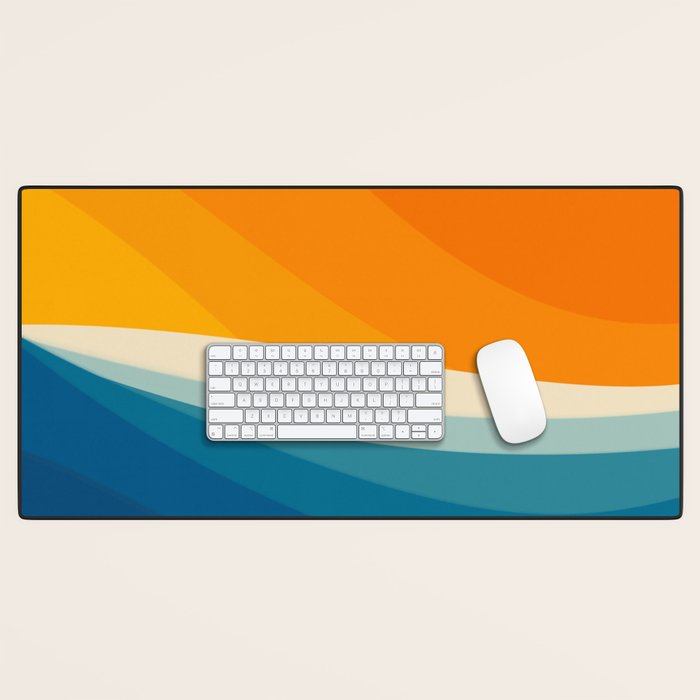 Abstract colorful landscape with wavy sea and sun Desk Mat Gallery Image 1