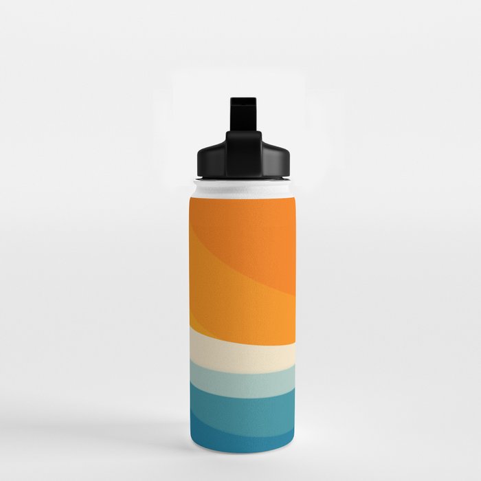 Abstract colorful landscape with wavy sea and sun Water Bottle Gallery Image 2