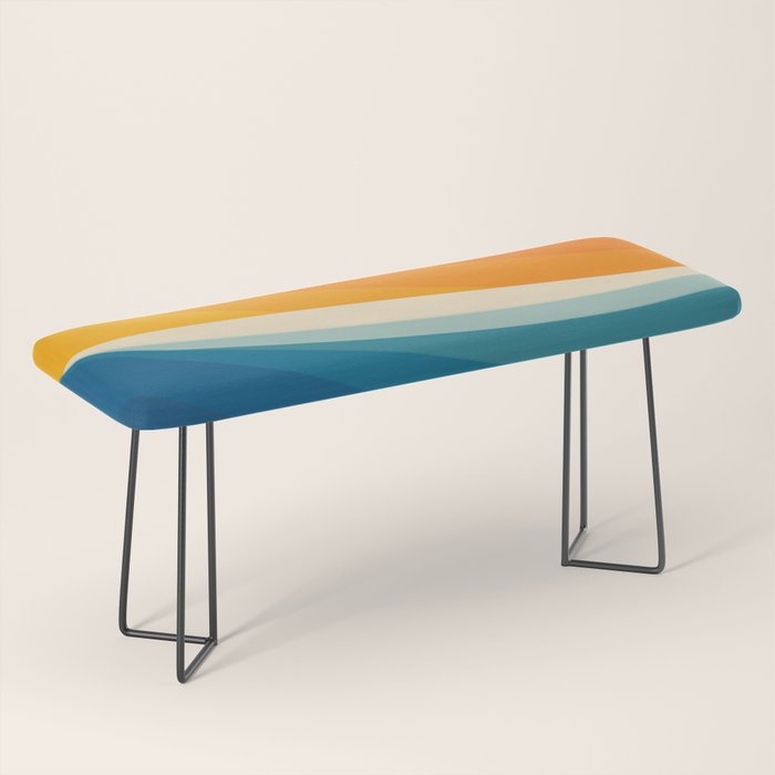 Abstract colorful landscape with wavy sea and sun Bench Gallery Image 1