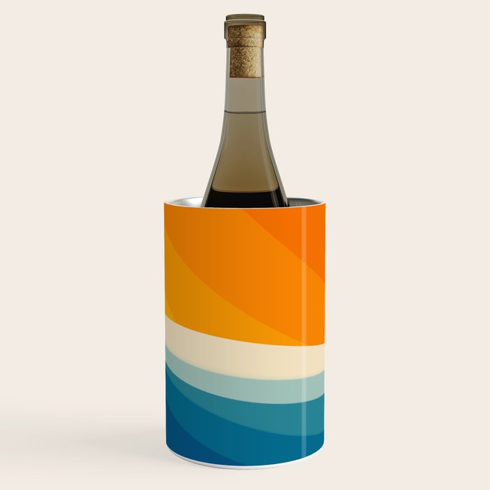 Abstract colorful landscape with wavy sea and sun Wine Chiller Gallery Image 1