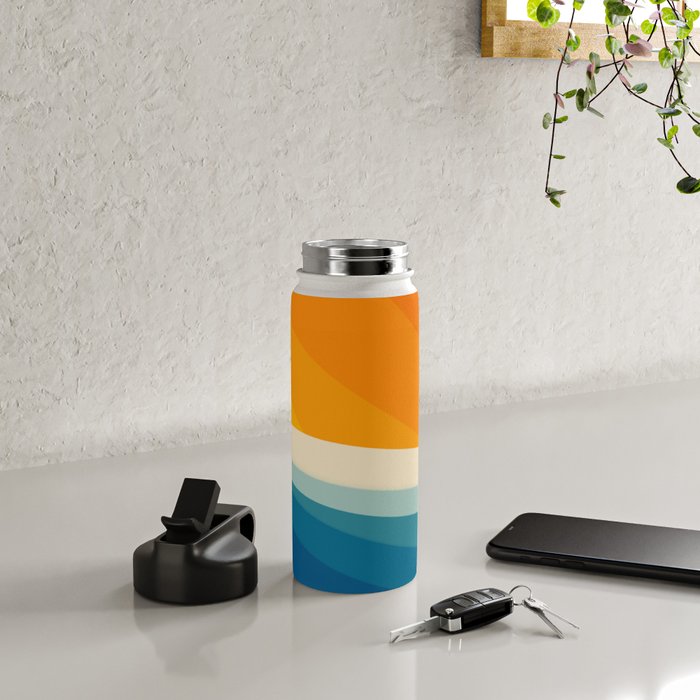 Abstract colorful landscape with wavy sea and sun Water Bottle Gallery Image 4