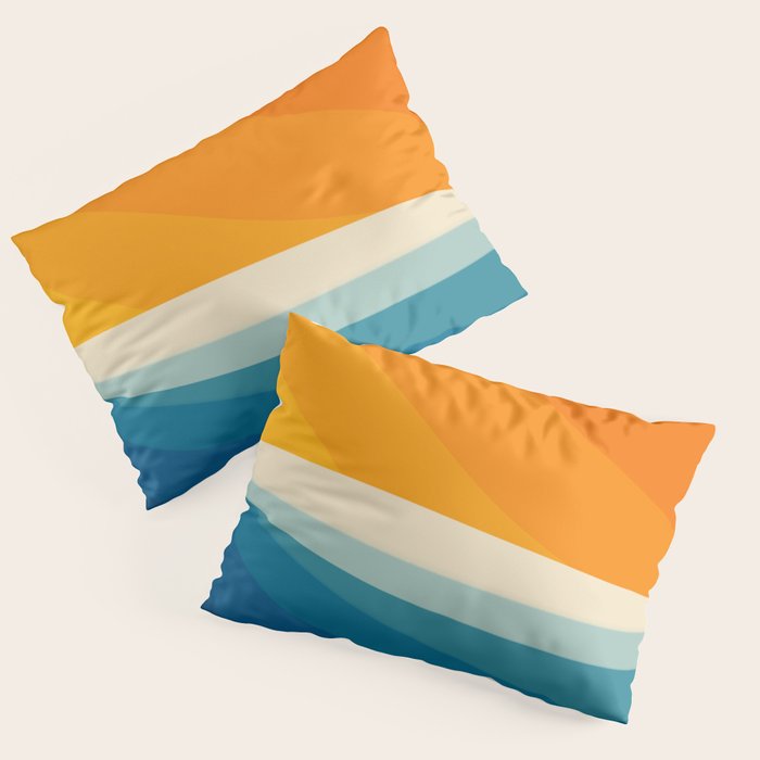 Abstract colorful landscape with wavy sea and sun Pillow Sham Gallery Image 1