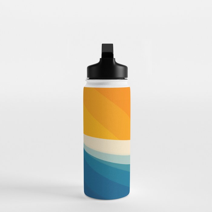 Abstract colorful landscape with wavy sea and sun Water Bottle Gallery Image 3