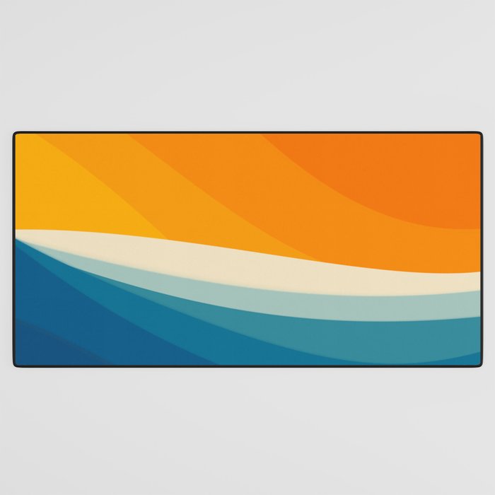 Abstract colorful landscape with wavy sea and sun Desk Mat Gallery Image 3