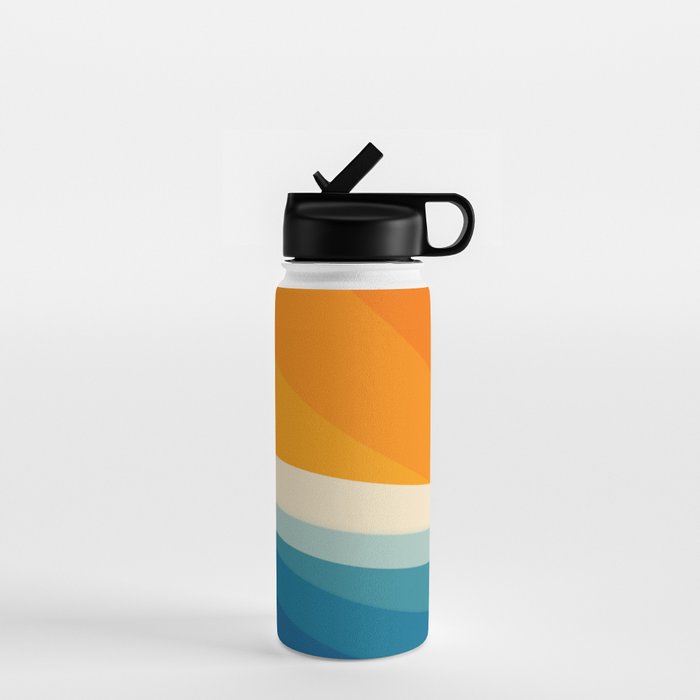 Abstract colorful landscape with wavy sea and sun Water Bottle Gallery Image 1