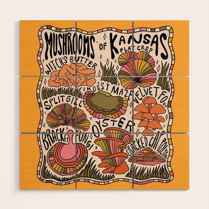 Mushrooms of Kansas Wood Wall Art Gallery Image 1