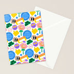 Retro cartoon sticker label pattern Stationery Card Gallery Image 2