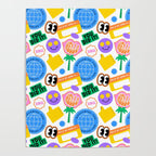 Retro cartoon sticker label pattern Poster Gallery Image 4