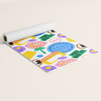 Retro cartoon sticker label pattern Yoga Mat Gallery Image 2
