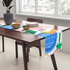 Retro cartoon sticker label pattern Table Runner Gallery Image 2