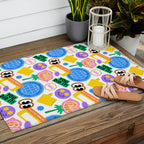 Retro cartoon sticker label pattern Outdoor Rug Gallery Image 2