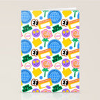 Retro cartoon sticker label pattern Stationery Card Gallery Image 2