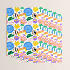 Retro cartoon sticker label pattern Wrapping Paper Gallery Image 3