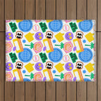Retro cartoon sticker label pattern Outdoor Rug Gallery Image 1