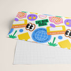 Retro cartoon sticker label pattern Wrapping Paper Gallery Image 2