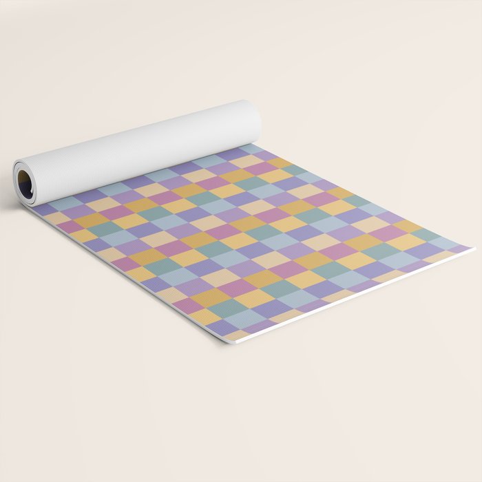 Checkered Multicolor Pattern XXXV Colorful 90s Yoga Mat Gallery Image 2