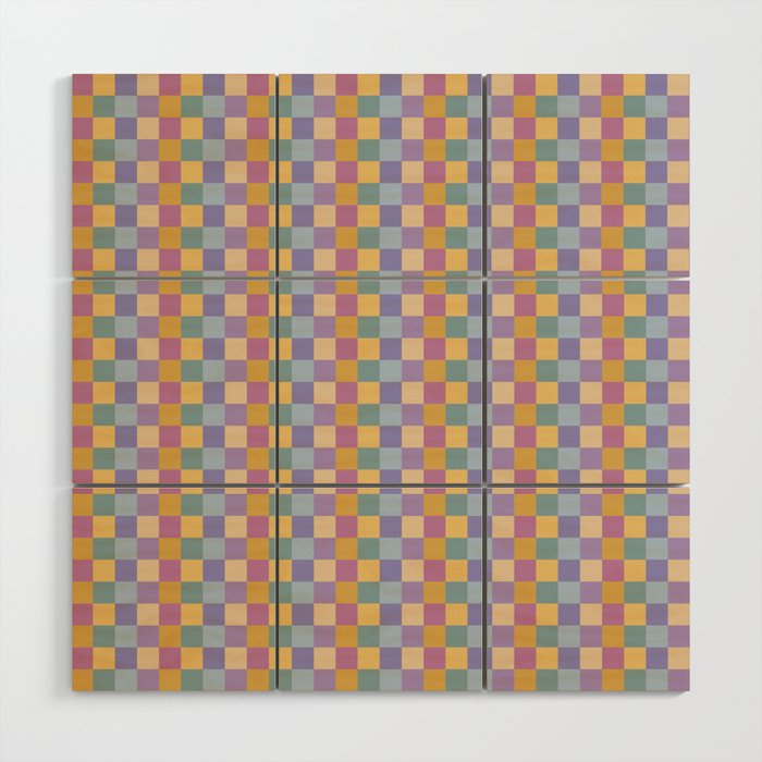 Checkered Multicolor Pattern XXXV Colorful 90s Wood Wall Art Gallery Image 1