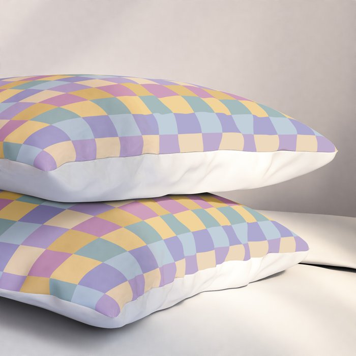 Checkered Multicolor Pattern XXXV Colorful 90s Pillow Sham Gallery Image 3