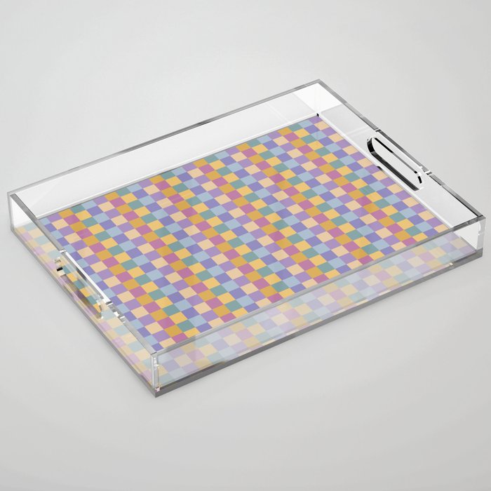 Checkered Multicolor Pattern XXXV Colorful 90s Acrylic Tray Gallery Image 1