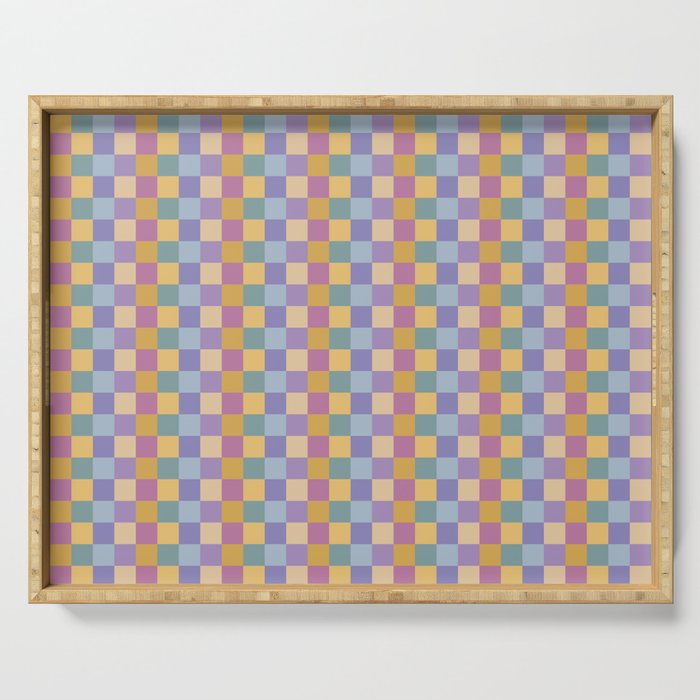 Checkered Multicolor Pattern XXXV Colorful 90s Serving Tray Gallery Image 1
