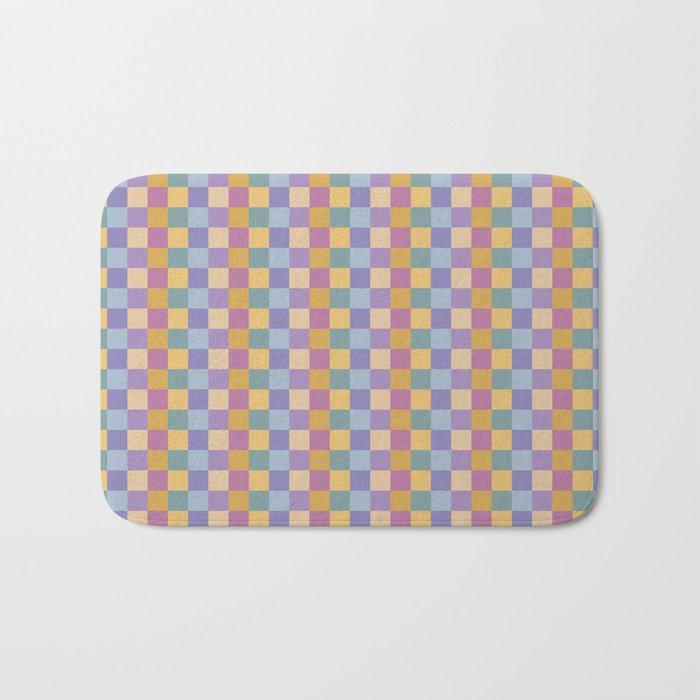 Checkered Multicolor Pattern XXXV Colorful 90s Bath Mat Gallery Image 1