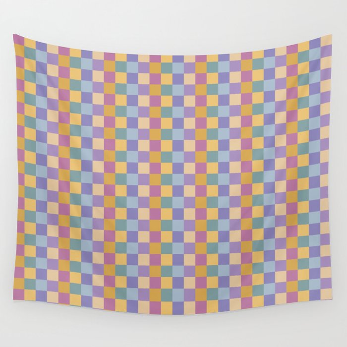 Checkered Multicolor Pattern XXXV Colorful 90s Wall Tapestry Gallery Image 4