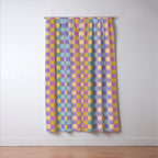 Checkered Multicolor Pattern XXXV Colorful 90s Window Curtain Gallery Image 3