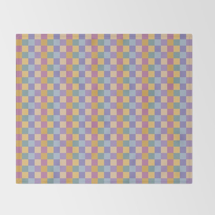 Checkered Multicolor Pattern XXXV Colorful 90s Throw Blanket Gallery Image 2