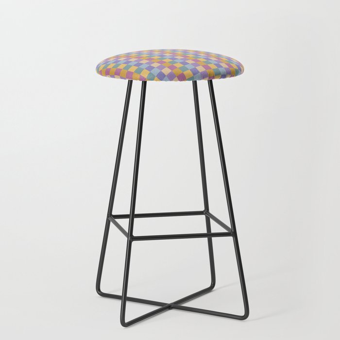 Checkered Multicolor Pattern XXXV Colorful 90s Stool Gallery Image 1