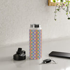 Checkered Multicolor Pattern XXXV Colorful 90s Water Bottle Gallery Image 4