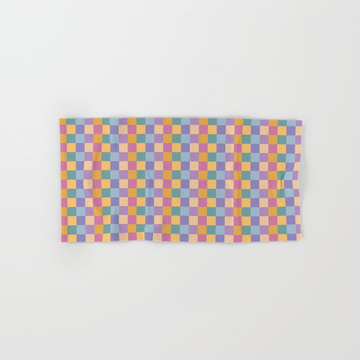 Checkered Multicolor Pattern XXXV Colorful 90s Bath Towel Gallery Image 1
