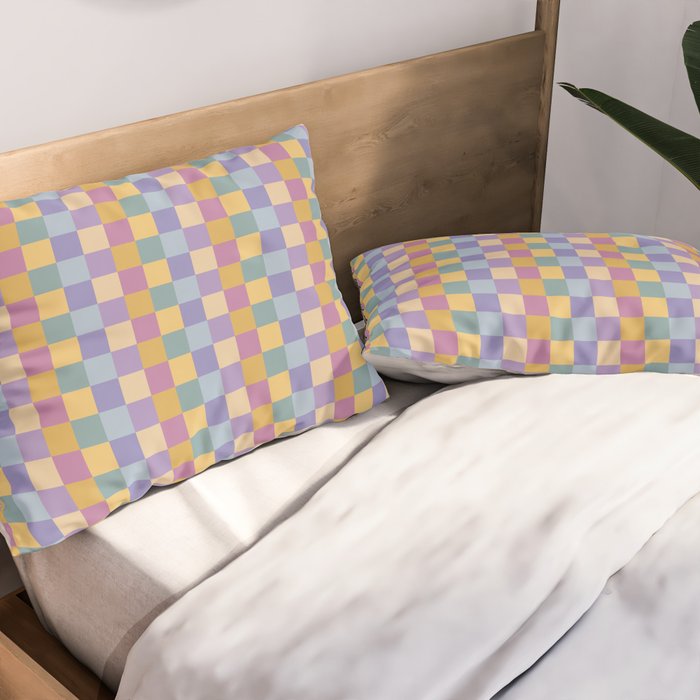 Checkered Multicolor Pattern XXXV Colorful 90s Pillow Sham Gallery Image 2