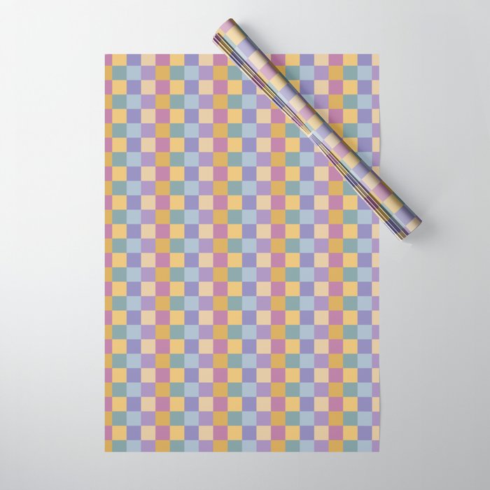Checkered Multicolor Pattern XXXV Colorful 90s Wrapping Paper Gallery Image 1