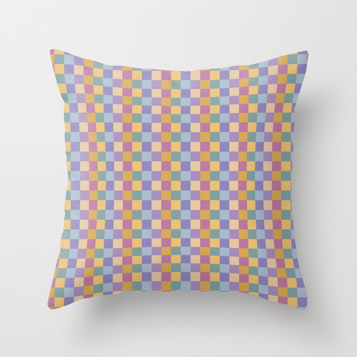 Checkered Multicolor Pattern XXXV Colorful 90s Throw Pillow Gallery Image 1