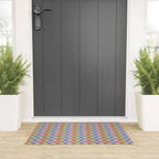 Checkered Multicolor Pattern XXXV Colorful 90s Welcome Mat Gallery Image 3