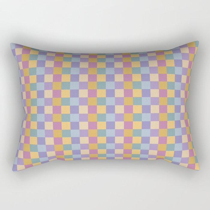 Checkered Multicolor Pattern XXXV Colorful 90s Rectangular Pillow Gallery Image 2