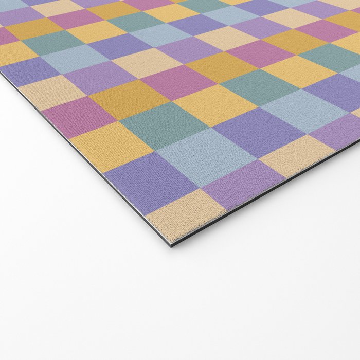 Checkered Multicolor Pattern XXXV Colorful 90s Welcome Mat Gallery Image 2