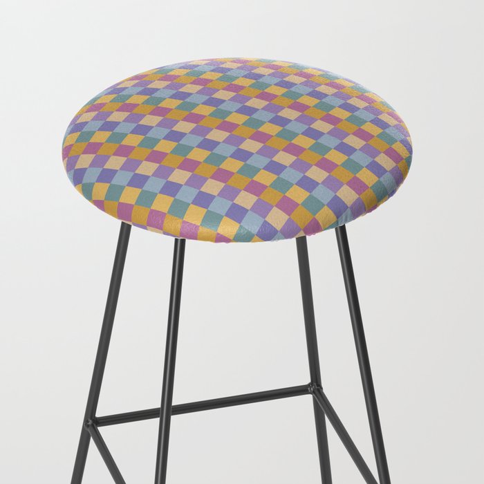Checkered Multicolor Pattern XXXV Colorful 90s Stool Gallery Image 2