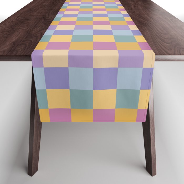 Checkered Multicolor Pattern XXXV Colorful 90s Table Runner Gallery Image 1