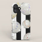 Striped Party Disco Ball black and white iPhone Case Gallery Image 1